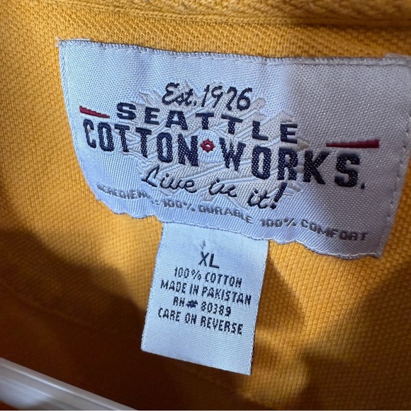 Vintage Seattle Cotton Works Polo Shirt in Yellow and navy Size XL 100% cotton - Picture 3 of 5